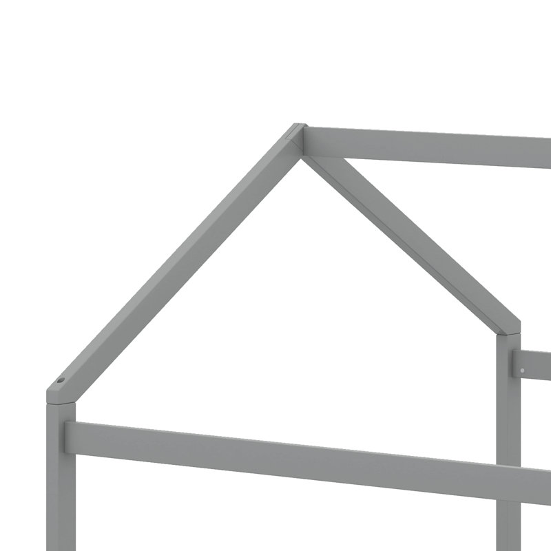 Grand lit en bois avec tête de lit, Gris