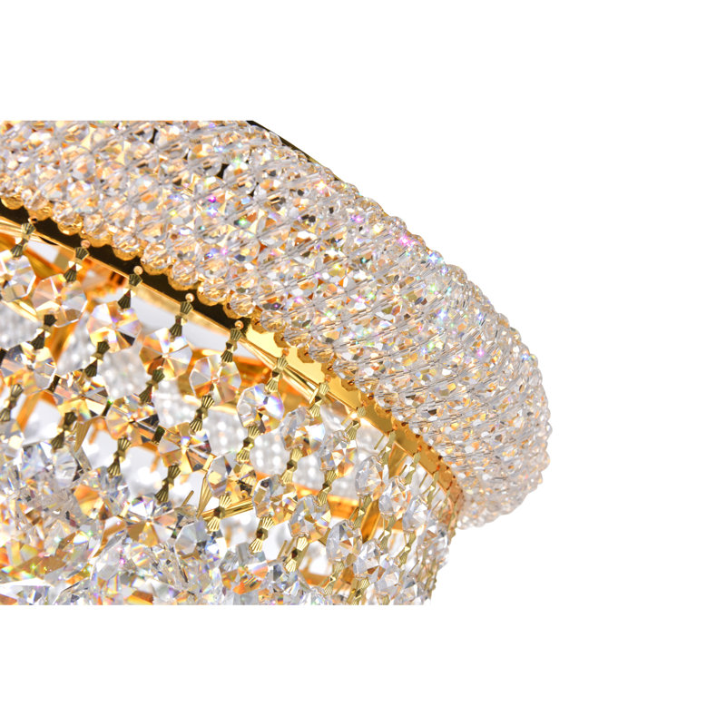 Plafonnier encastré Classic Crystal, Doré, H 11 po x l 14 po x P 14 po