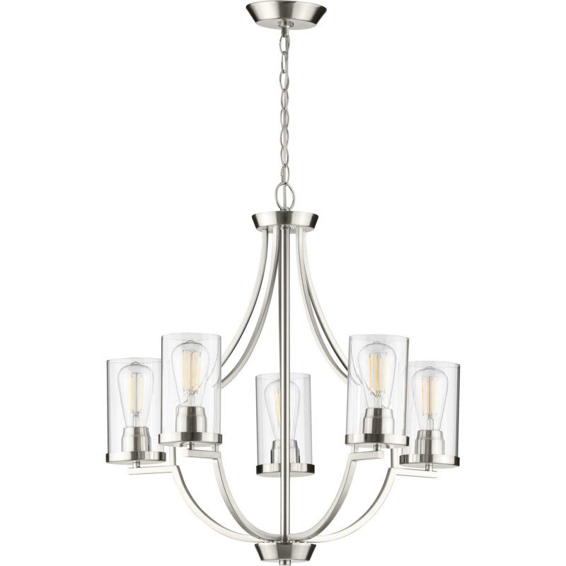 Lustre classique à 5 lumières Rumaysa, Nickel brossé