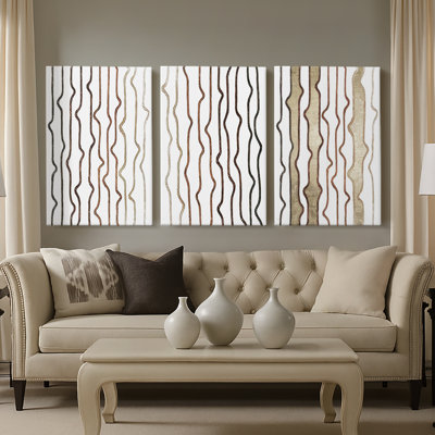 Jagged Flow I - Toile tendue avec châssis sur mesure - 3 pièces