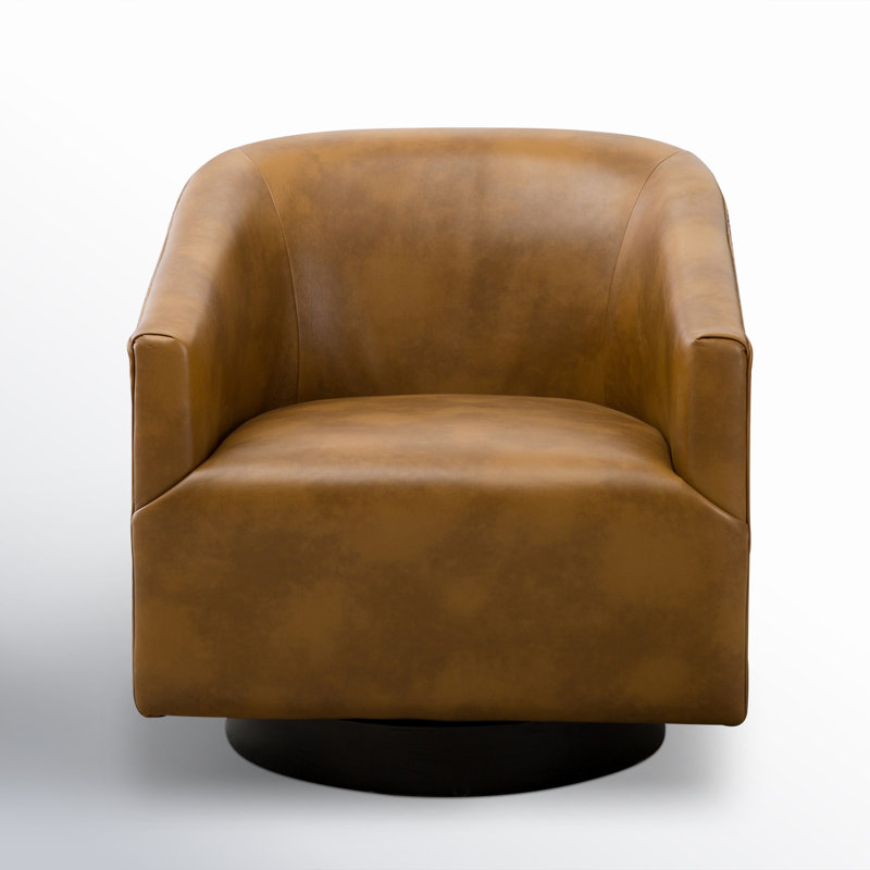 Hall Faux Leather Swivel Barrel Chair, Camel Faux Leather