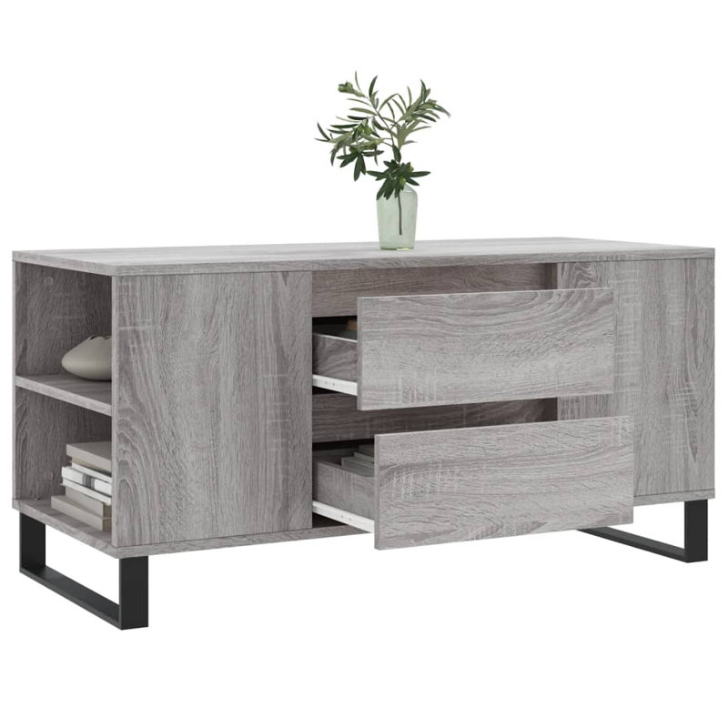 Mikalai Sled Coffee Table with Storage, Grey Sonoma