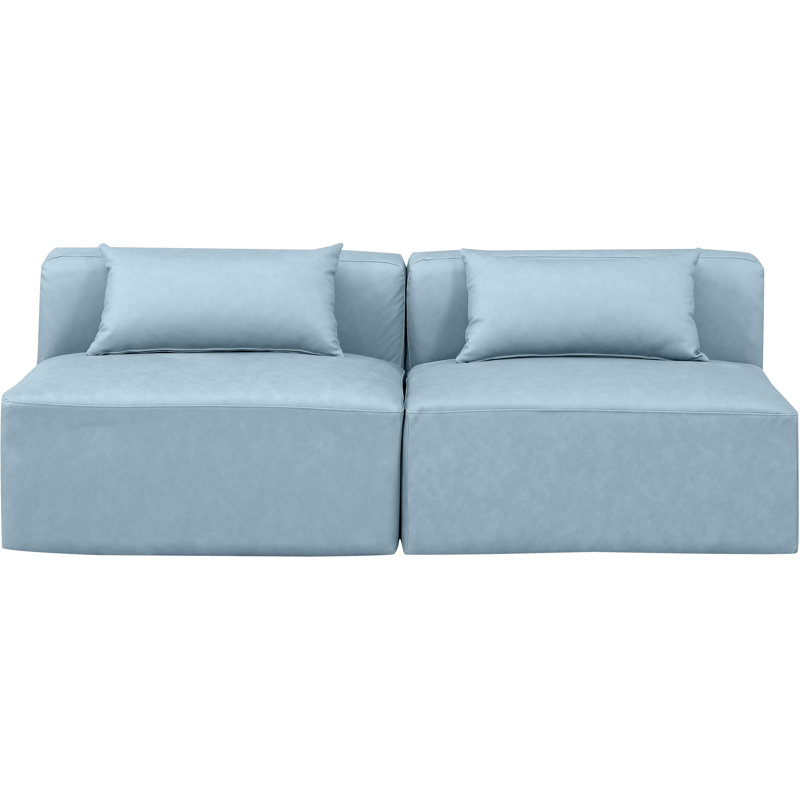 Canapé Houswerth, Cuir végétalien bleu clair