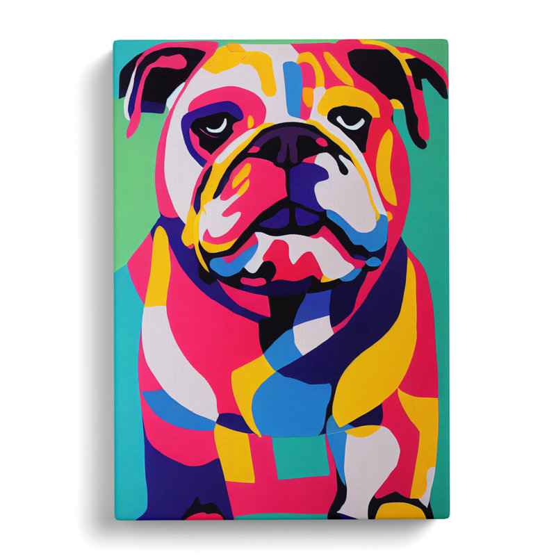 British Bulldog Abstract Vol.3 - Wrapped Canvas, 60cm H x 40cm W x 3cm D