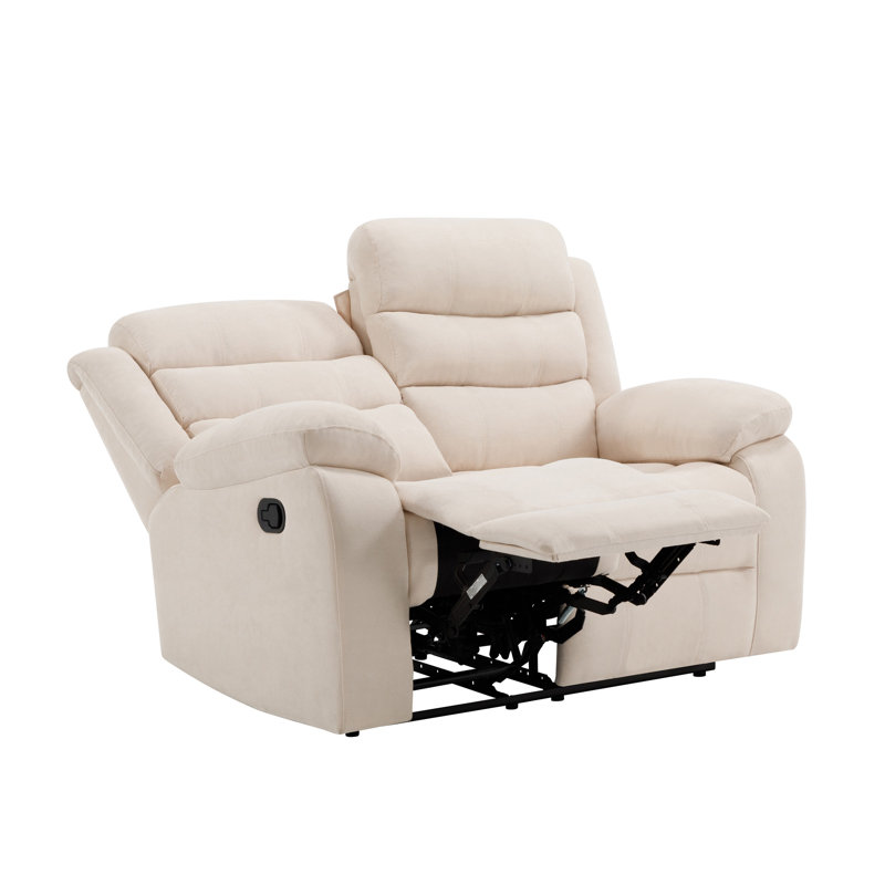 2 Seater Reclining Fabric Sofa, 2 Seater, Beige