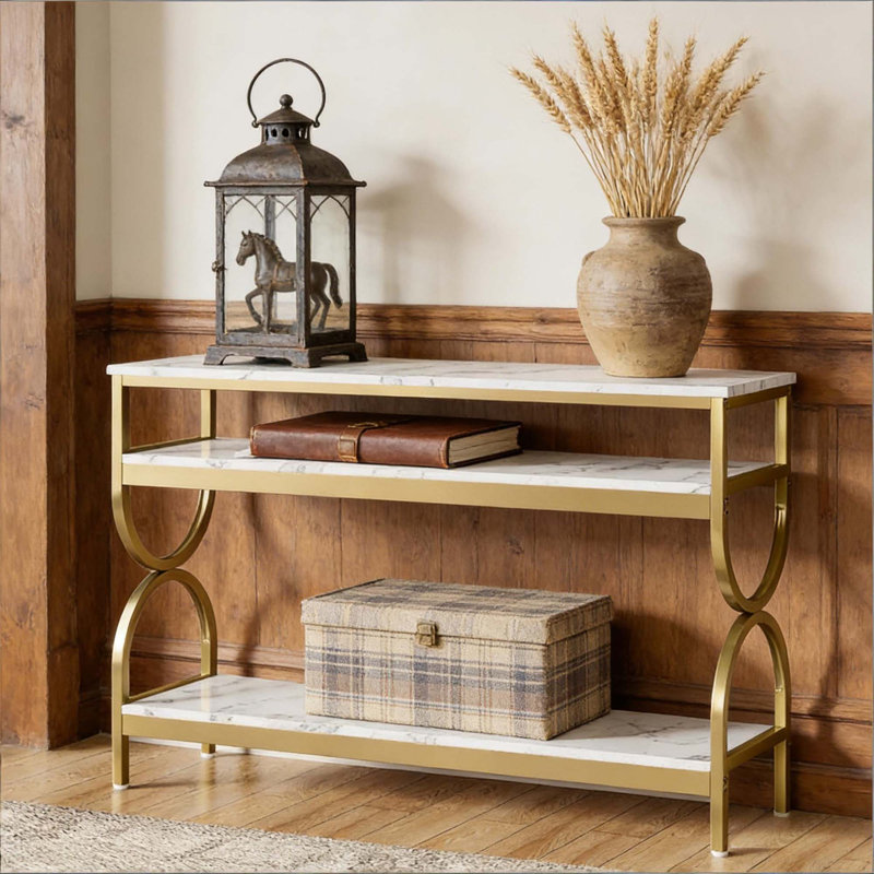 Canapé en faux marbre, table de chevet à 3 niveaux, console, table de vestibule
