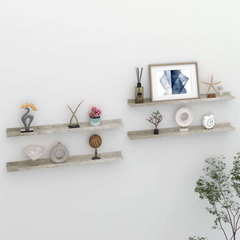 Floating Shelf, 1.2" H x 39.4" W x 3.5" D, Concrete Gray