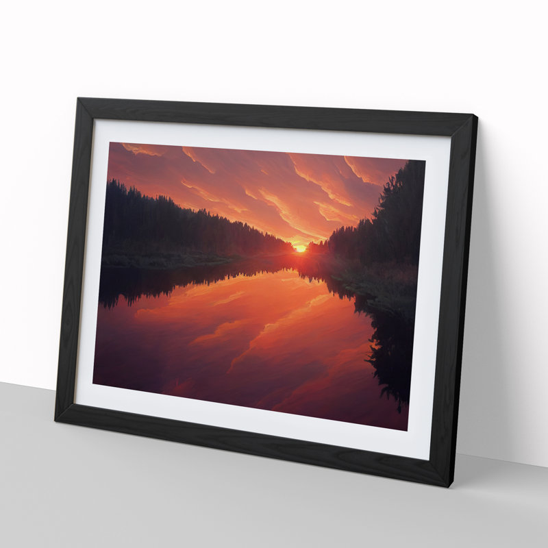 Spring Forest Sunset - Framed Print, Black, 34cm H x 46cm W x 2cm D