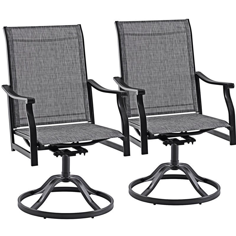 Ensemble de 2 chaises de salle à manger pivotantes pour l'extérieur 360 °, Gris foncé