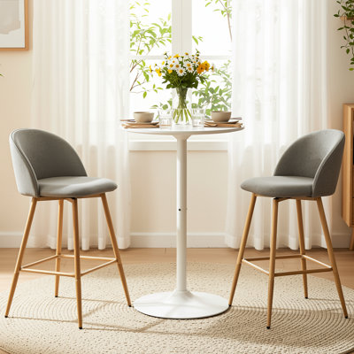 3-Piece Counter Height Dining Table Set With 24" Round Pub Table And 2 Swivel Counter Stools