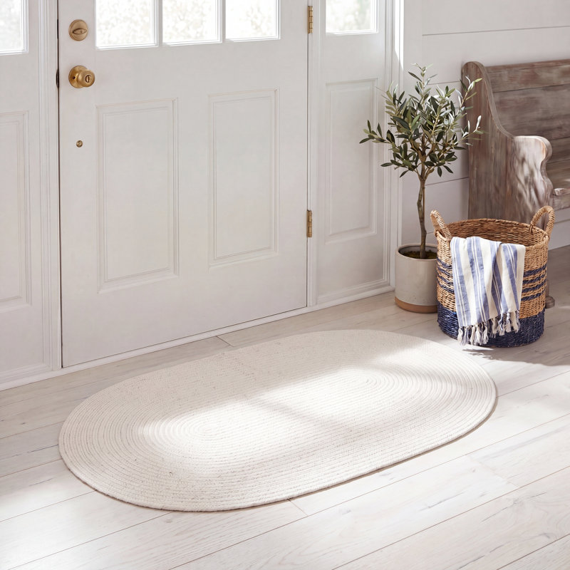 Tapis en laine tressée à la main, Ovale 3 pi x 5 pi