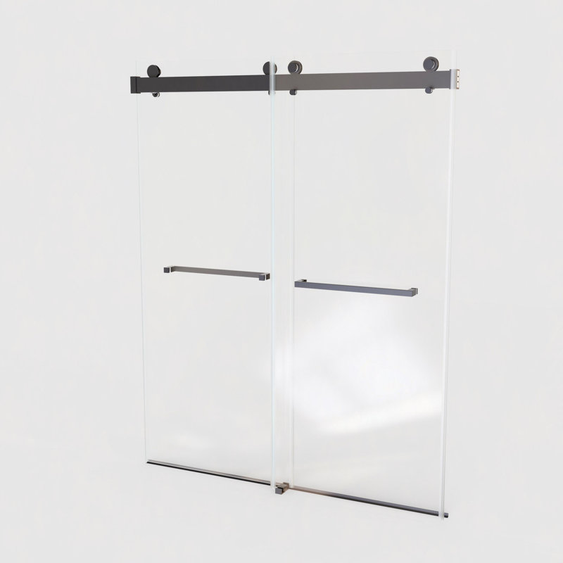 68-72 "* 76" Double porte de douche coulissante sans cadre à fermeture en douceur, 3/8 "(10Mm) de porte en verre trempé épais de type GSCC