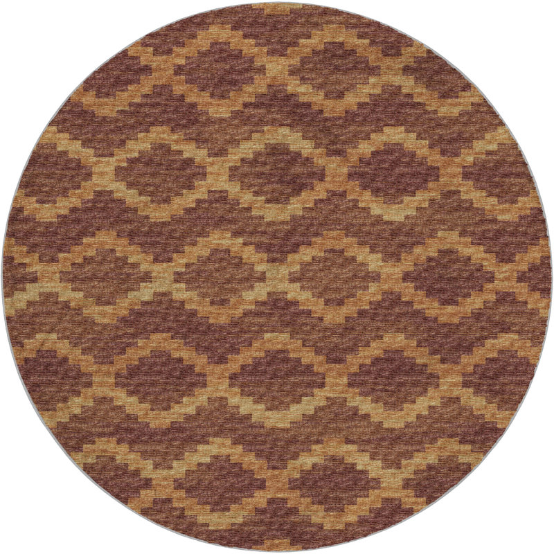 Premium Machine Washable Dream Shag ADS115 Tribal Rug, Canyon, 8' Round