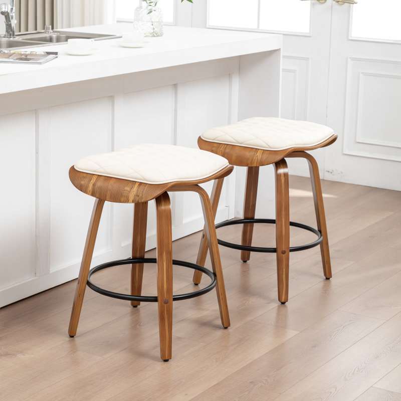 Tabouret pivotant à 360 ° en similicuir Federica, Beige