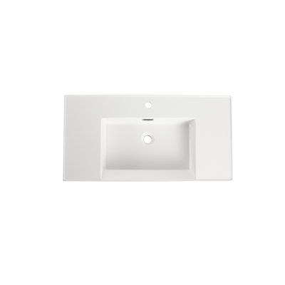 Résine de lavabo pour salle de bain 36 po, blanc brillant, profondeur 35 po, largeur 17,76 po, hauteur 4,63 po, 47,1 lb, bassin en résine résistant aux égratignures et à la saleté, P x P H et résistance