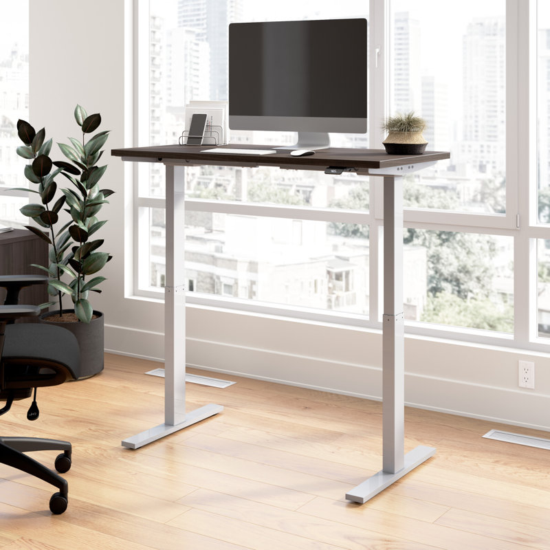 Adjustable Metal Base Standing Desk, 47.68" H x 47.59" W x 23.62" D, Storm Gray/Silver