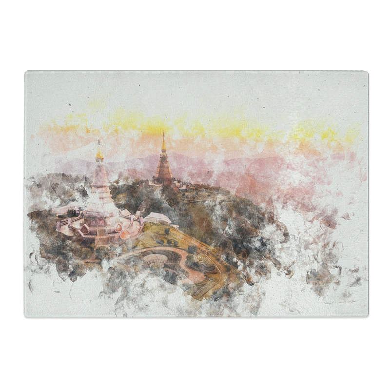 Tempered Glass Doi Inthanon Ban Luang Thailand Chopping Board, 20 cm x 28.5 cm