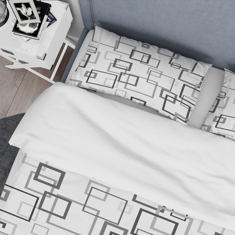 Ensemble de housse de couette abstract rétro ii mid-century, Housse simple + 1 taie décorative
