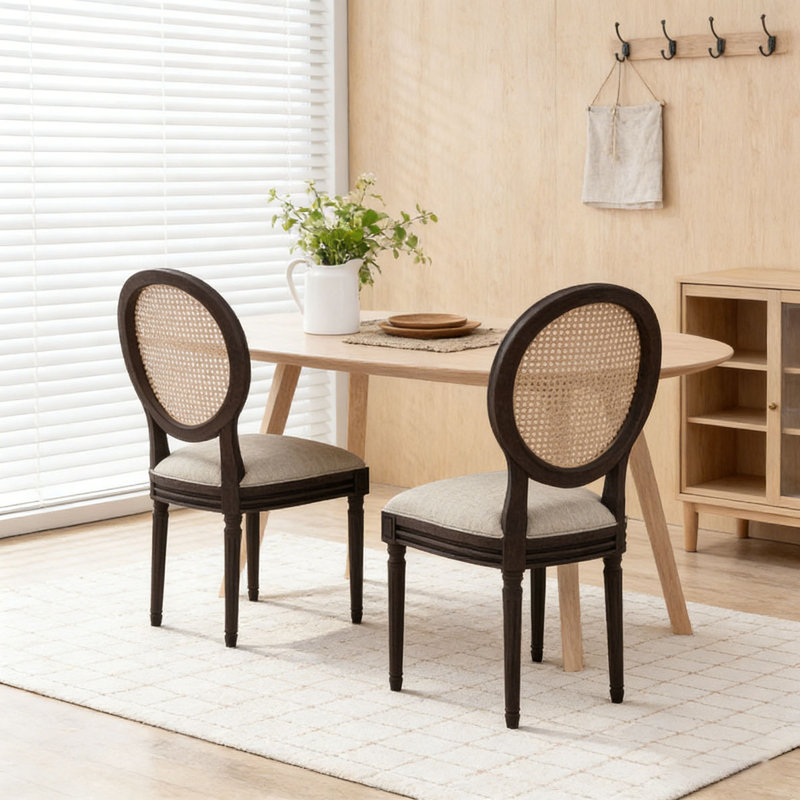 Chaise de salle à manger, Beige, Noir