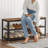 Shoe Rack Shelf Storage Bench with Metal Mesh Shelves and Seat