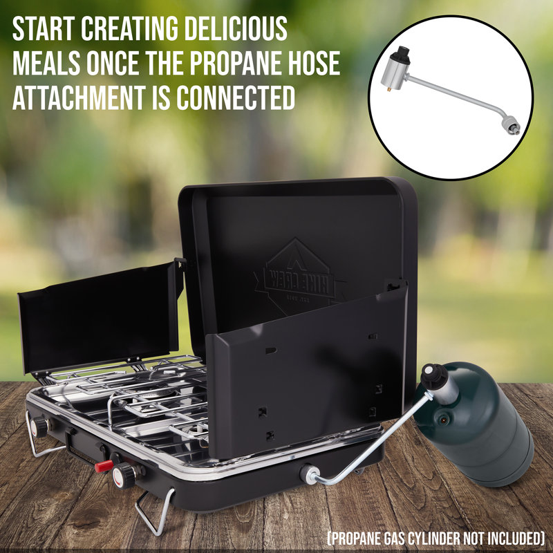 Black Portable Propane Gas 2-Burner Camping Stove
