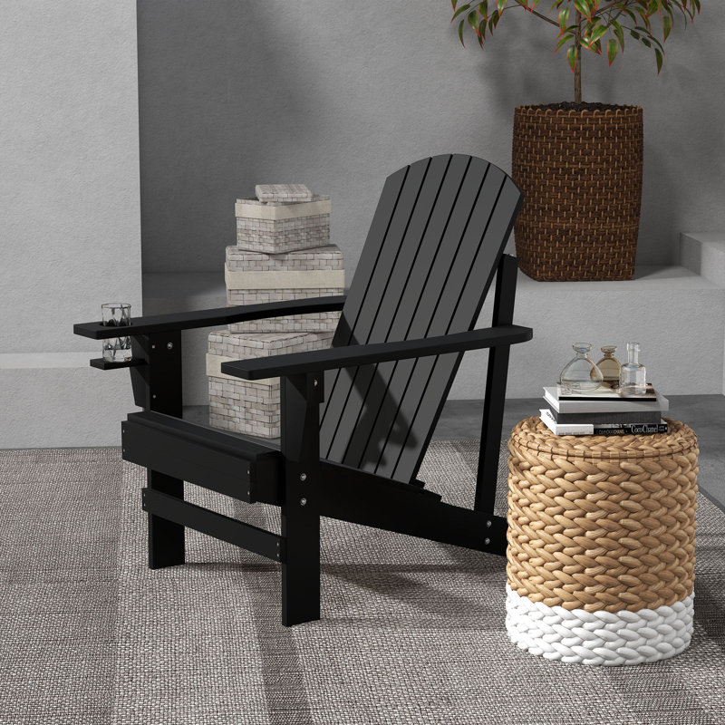 Outsunny Wooden Adirondack Chair, Black