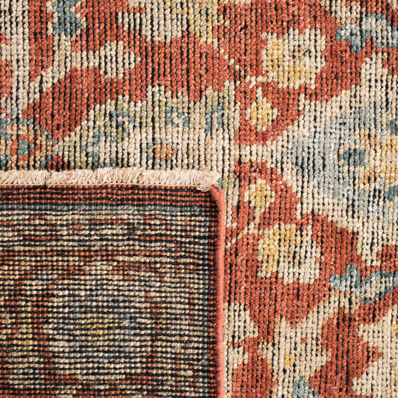 Oriental Hand-Knotted Wool Rust / Beige Area Rug, Rectangle 6' x 9'