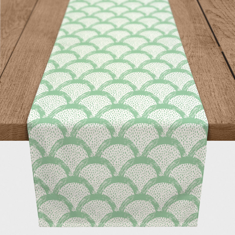 Chemin de table rectangulaire en polyester Anstadt, L 90 po x P 16 po, Vert