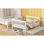  Lit superposé simple avec lit gigogne simple et garde-corps, options de rangement - Bois massif pour lit gigogne, adultes fonctionnels