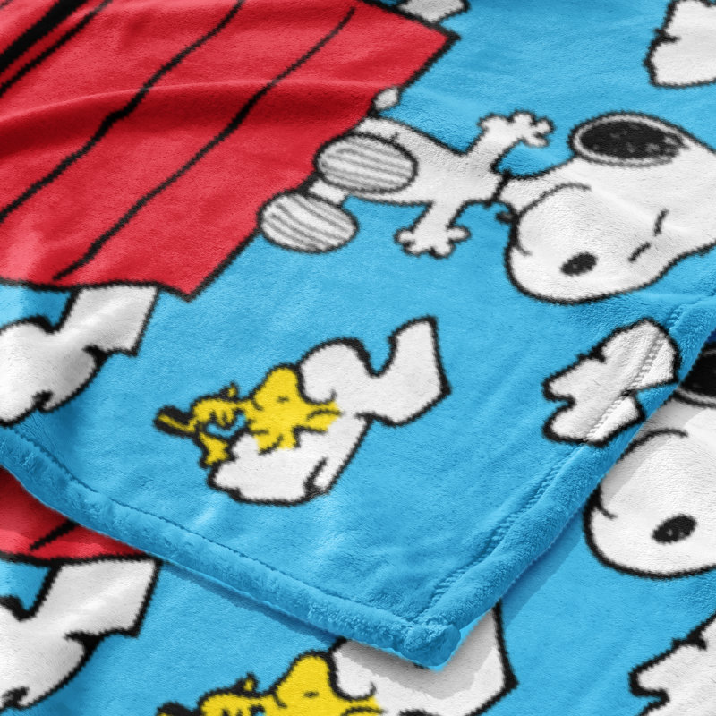 Plaid imprimé Peanuts 117 x 152 cm, 100 % polyester, doux, confortable, léger et décoratif