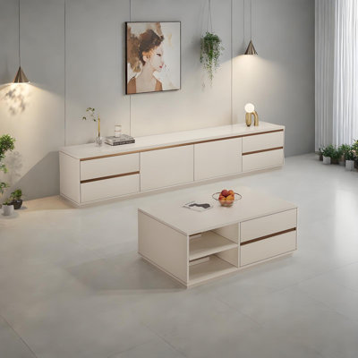 Modern Minimalist Coffee Table and TV Stand Set