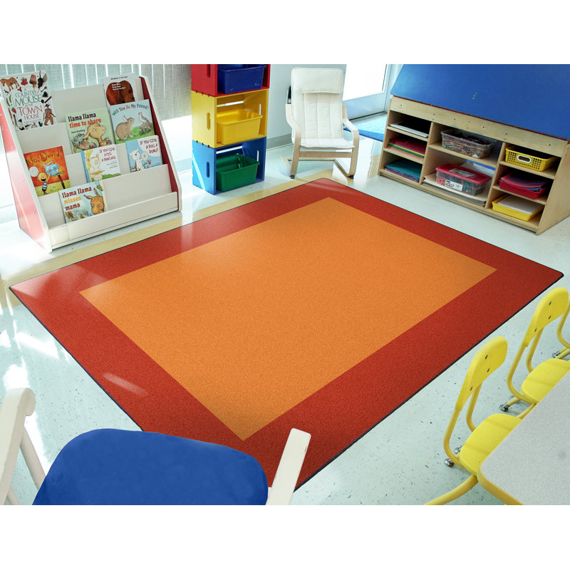Orange Tufted Synthetic Stain-Resistant Area Rug 5'4" x 7'8"