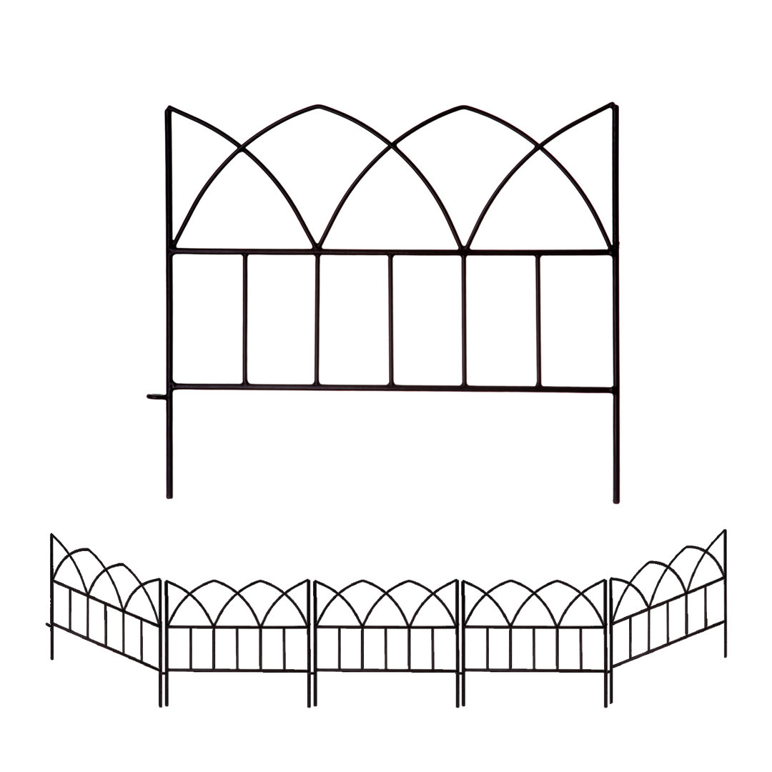 SCENDOR 18"W x 16"H Iron Garden Decorative Fence Panel 5 Pack for Dog Flower Bed Edging Rustproof (Set of 5) SCENDOR