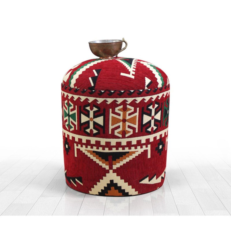 Cetronia 40cm Wide Round Geometric Pouf Ottoman