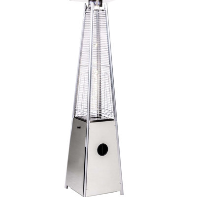 Chauffage tubulaire en verre de quartz de 40 000 BTU, extérieur en acier inoxydable, affichage visuel de la flamme, inclinable, mobile grâce à ses roulettes.
