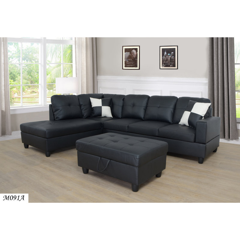 Ensemble de canapés modulaires 3 pièces Modern, Noir