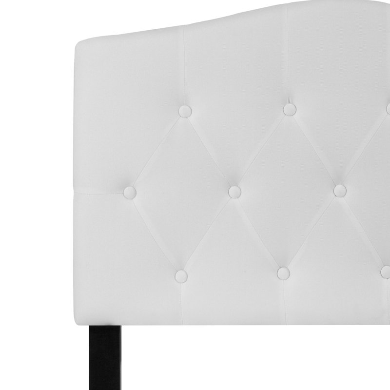 Tête de lit tapissier arquée capitonnée à boutons Ciriaca, Blanc, Simple