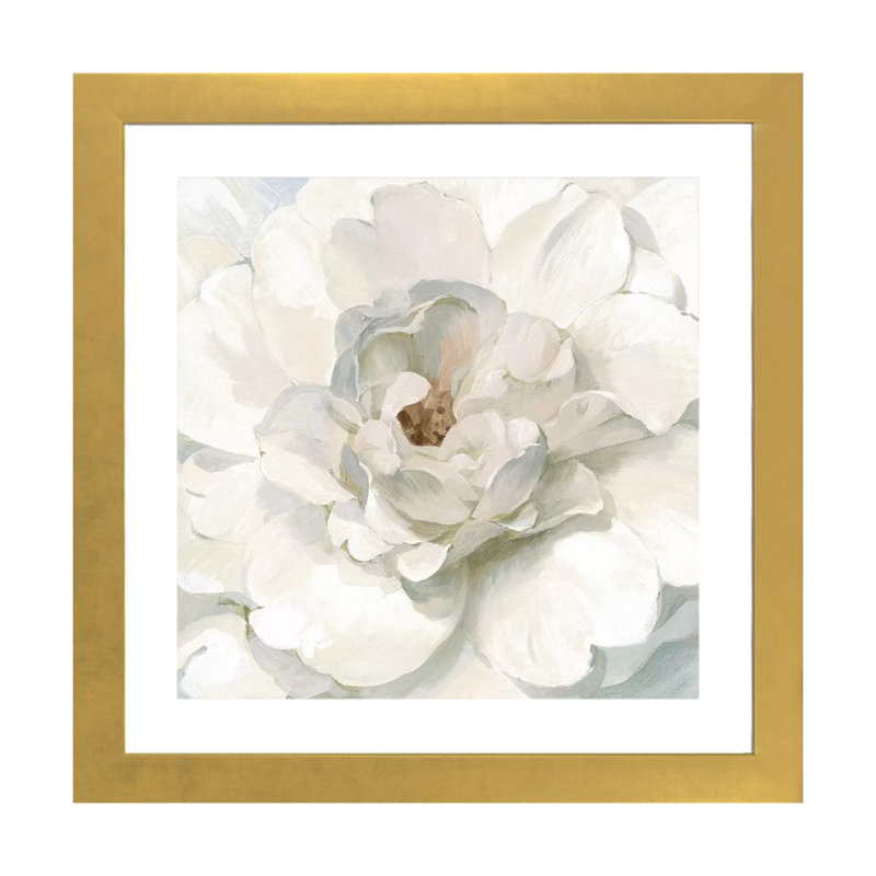Neutre pivoine par Danhui Nai - impression, Papier encadré doré, Blanc, H 24 po x l 24 po x p 1 po