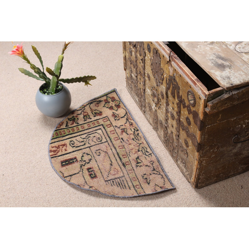 Experience The Comfort Of This Antique Turkish Wool Door Mat That Enhances Your Room's Appeal