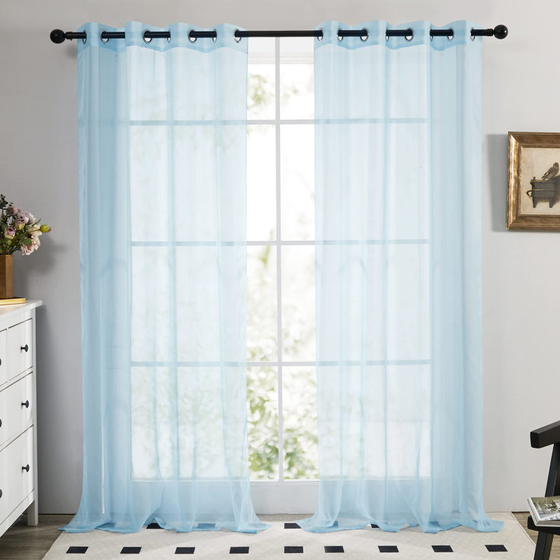 Doveton Blackout Curtain Pair, Sky Blue, 140cm W x 183cm D