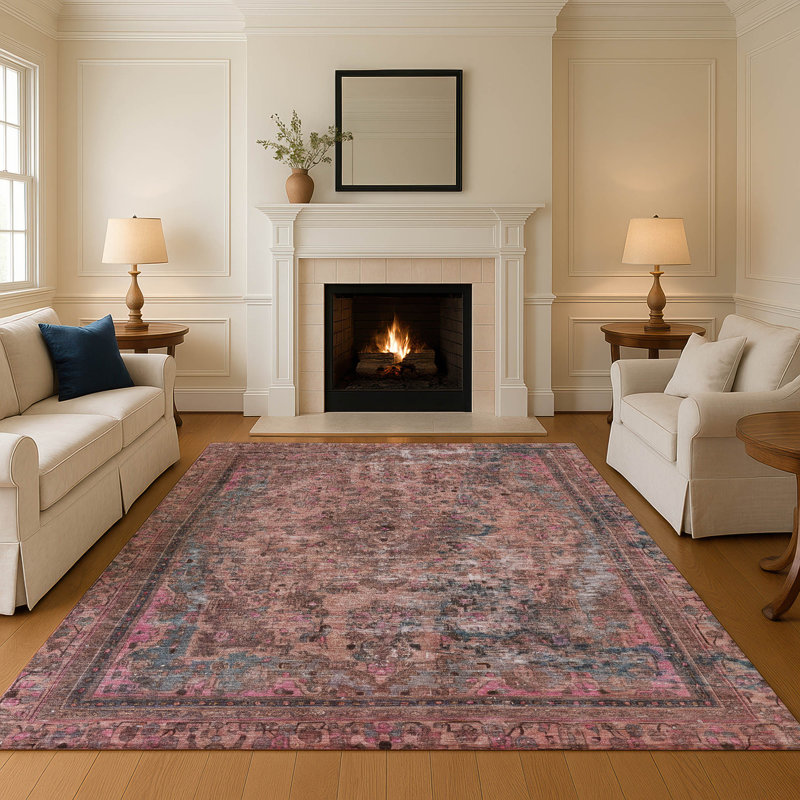Premium Machine Washable Lampkins AMF1646 Global Rug, Rectangle 10' x 14'
