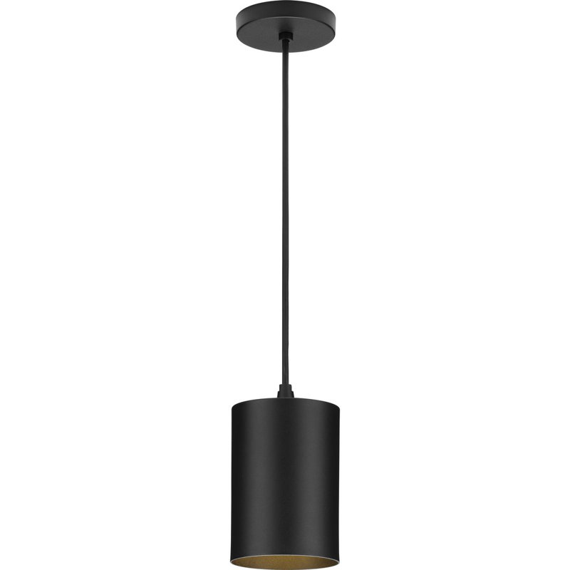Luminaire suspendu d'extérieur DEL en aluminium noir 5 po Delaplaine, Noir, H 128,04 po x l 5 po x P 5 po, 18.6