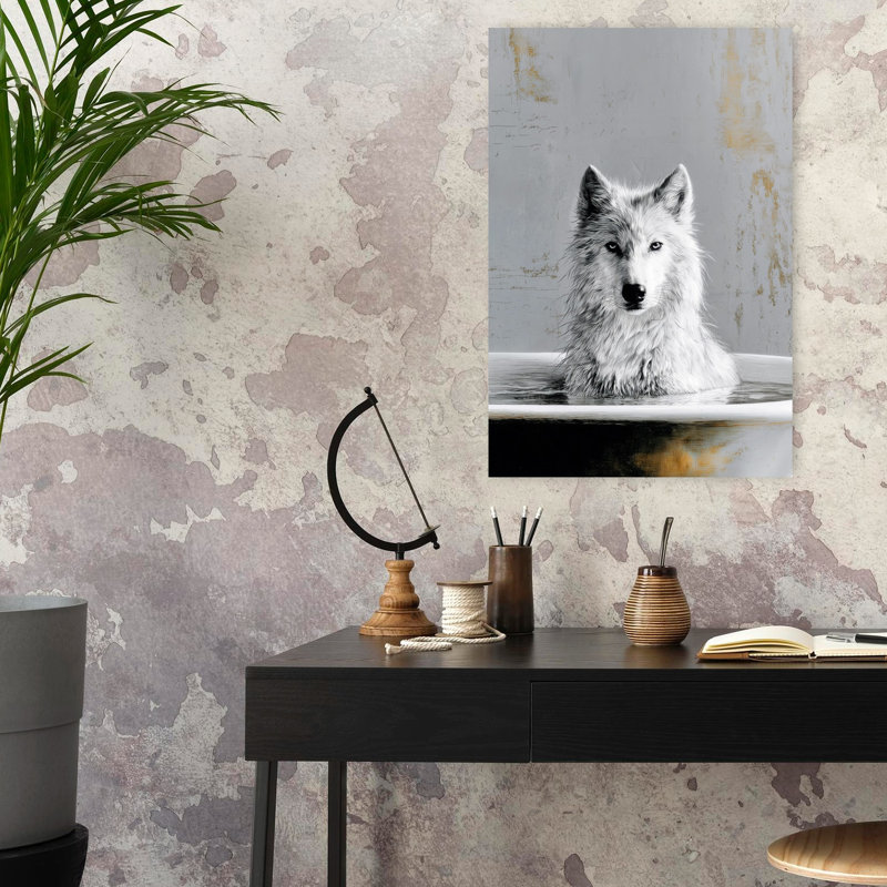 Wolf In Bathtube 3 by Justyna Jaszke - Wrapped Canvas Print, 60.96 cm H x 40.64 cm W