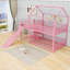 Lit superposé fantaisiste à structure métallique avec aire de jeux, escalier de rangement-421266469-429397797