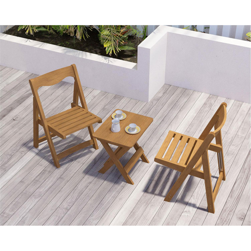 Matériau Ensemble de bistro et de table pliable d'extérieur avec 2 chaises et table rectangulaire, teck