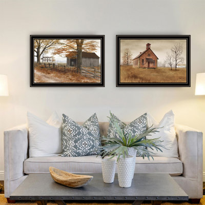 Trendy Decor 4U 2- Piece Vignette Back To School, Old Country Road Framed Wall Art For Living Room, Bedroom Wall Art Print For Home Decor By Billy Jacobs
