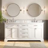 Heritage 72'' Bathroom Vanity Double Sink Top with Backsplash, Fully Assembled Cabinet Sink Combo White
