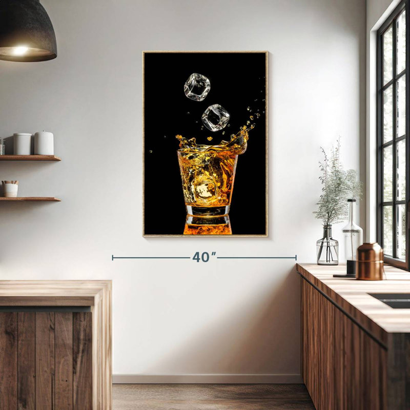 Whisky et glaçons, Floating Frame Natural Wood, 27" x 40"