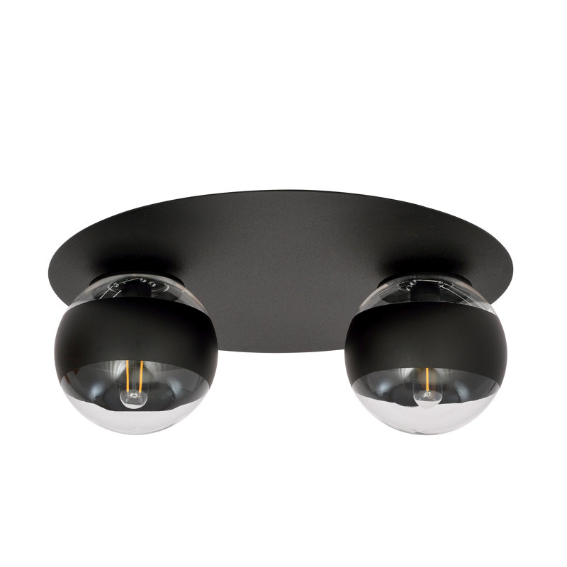 Glass Flush Mount, 22cm H x 10cm W x 10cm D, Transparent/Black