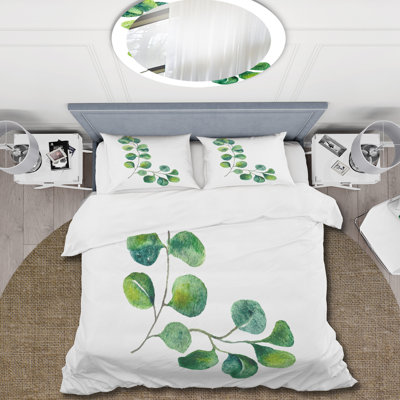 Green/White Microfiber Duvet Cover Set